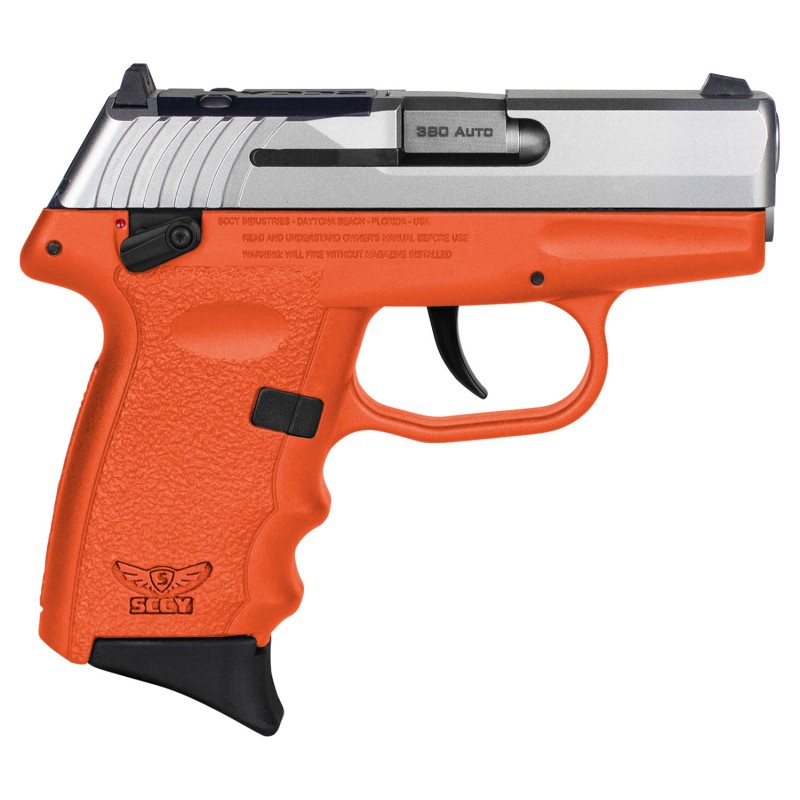 SCCY Industries CPX4TTORRDRG3 CPX4 RD 380 ACP 101 2.96 Orange PolymerSerrated Stainless Steel SlideFinger Grooved Orange Polymer