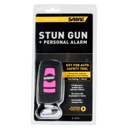 Sabre S1013PK 3In1 Stun Gun Safety Tool Pink Polymer 1.15 uC Pain Rating Features Built in Flashlight