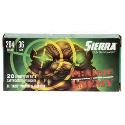 Sierra A103611 Prairie Enemy  204 Ruger 36 gr Sierra BlitzKing 20 Per Box 10 Case