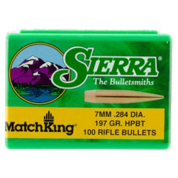 Sierra 1997 MatchKing  7mm .284 197 gr Hollow Point Boat Tail 100 Per Box