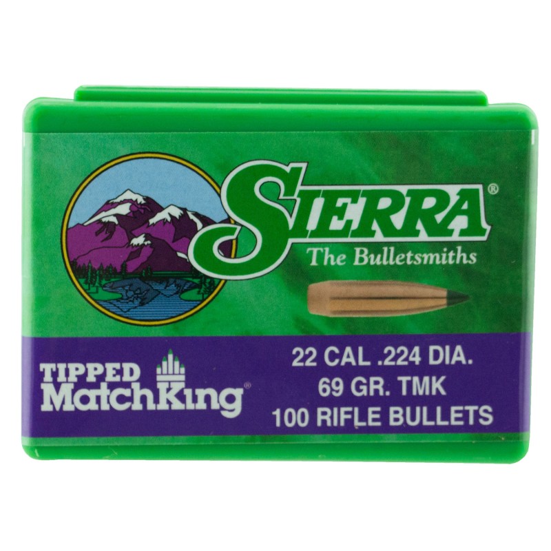 Sierra 7169 Tipped MatchKing  .22 Cal .224 69 gr Tipped MatchKing 100 Per Box