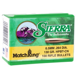 Sierra 1729 MatchKing  6.5 Creedmoor .264 130 gr Hollow Point Boat Tail 100 Per Box