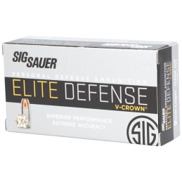 Sig Sauer E9MMA250 Elite Performance  9mm Luger 124 gr V Crown Jacketed Hollow Point 50 Per Box 10 Case