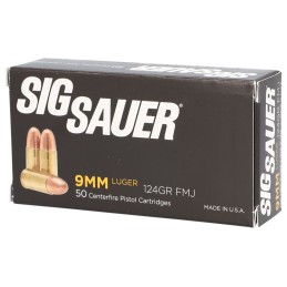 Sig Sauer E9MMB250 Elite Ball  9mm Luger 124 gr Full Metal Jacket 50 Per Box 20 Case