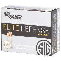 Sig Sauer E380A120 Elite Defense  380 ACP 90 gr V Crown Jacketed Hollow Point 20 Per Box 10 Case