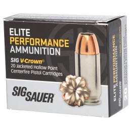 Sig Sauer E40SW120 Elite Performance  40 SW 165 gr V Crown Jacketed Hollow Point 20 Per Box 10 Case