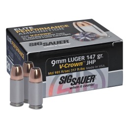 Sig Sauer E9MMA320 Elite Performance  9mm Luger 147 gr V Crown Jacketed Hollow Point 20 Per Box 10 Case