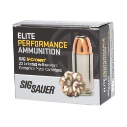 Sig Sauer E40SW220 Elite Performance  40 SW 180 gr V Crown Jacketed Hollow Point 20 Per Box 10 Case