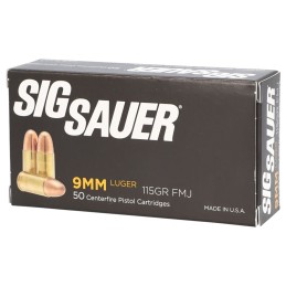 Sig Sauer E9MMB150 Elite Ball  9mm Luger 115 gr Full Metal Jacket 50 Per Box 20 Case