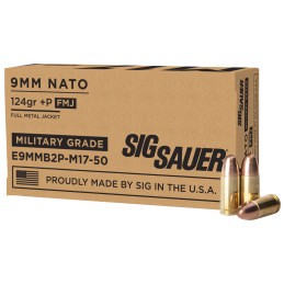 Sig Sauer E9MMB2PM1750 Military Grade M17 9mm Luger P 124 gr Full Metal Jacket 50 Per Box 20 Case