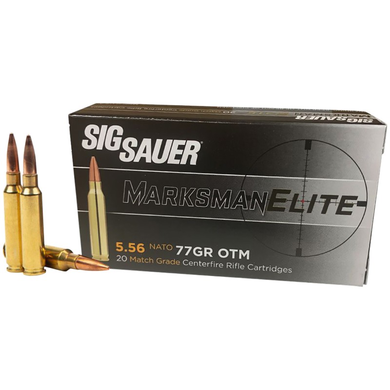 Sig Sauer E556M420 Marksman  5.56x45mm NATO 77 gr Open Tip Match 20 Per Box 10 Case