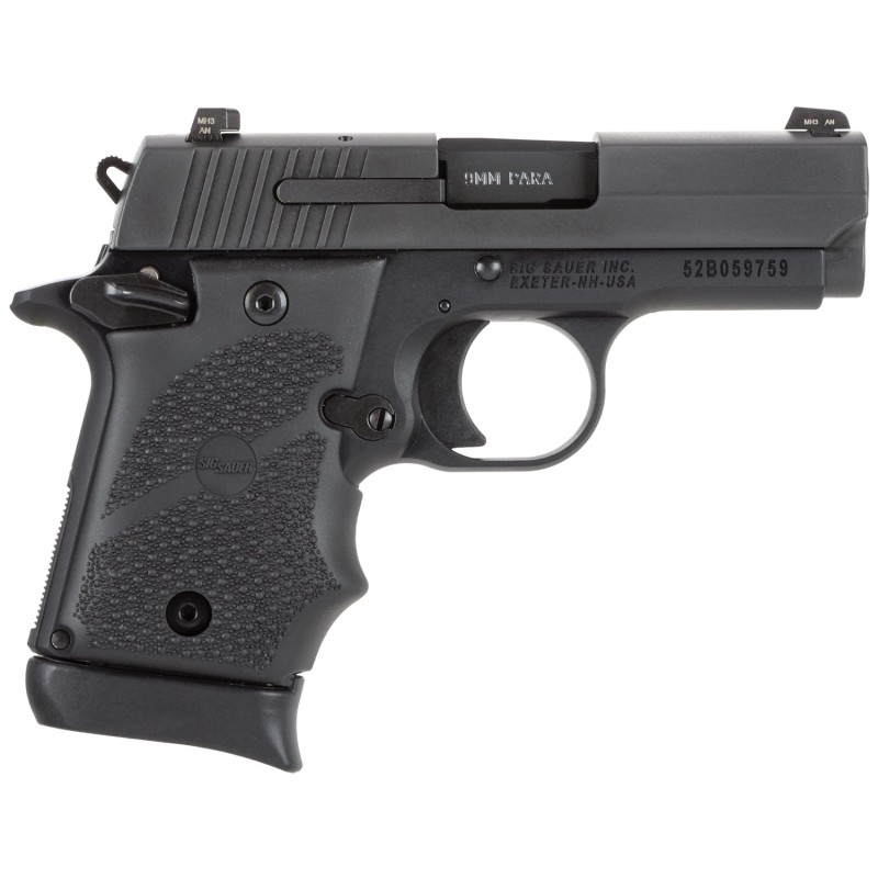 Sig Sauer 9389BRGAMBI P938 MicroCompact BRG 9mm Luger 3 71 Black Nitron Stainless Steel Black Hogue Rubber Grip