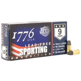 1776 USA 1776009090 Lead Free Sporting 9mm Luger 90 gr Lead Free Ball 50 Per Box 20 Case