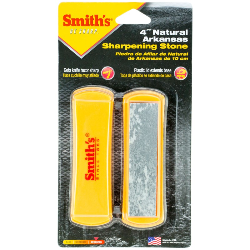 Smiths Products 50556 Arkansas Sharpening Stone Hand Held 4 Ceramic Stone Sharpener Plastic Handle WhiteYellow