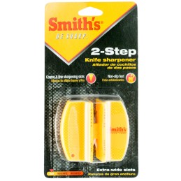 Smiths Products CCKS Knife Sharpener 2Step Fine Coarse Carbide Ceramic Sharpener Rubber Handle Yellow