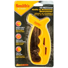 Smiths Products JIFFS 10Second Knife  Scissor Sharpener Hand Held Fine Coarse Carbide Ceramic Sharpener Plastic Handle Yellow