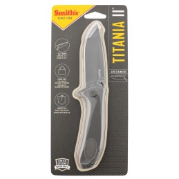 Smiths Products 51010 Titania II 3.50 Folding Drop Point Plain Satin Titanium Coated Stainless Steel BladeStainless Steel Handle