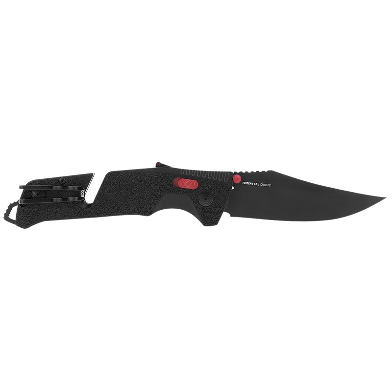 S.O.G SOG11120141 Trident AT 3.70 Folding Clip Point Plain Black TiNi Cryo D2 Steel BladeBlack wRed Accents GRN Handle Features 