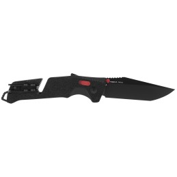 S.O.G SOG11120441 Trident AT 3.70 Folding Tanto Plain Black TiNi Cryo D2 Steel BladeBlack wRed Accents GRN Handle Features Line 