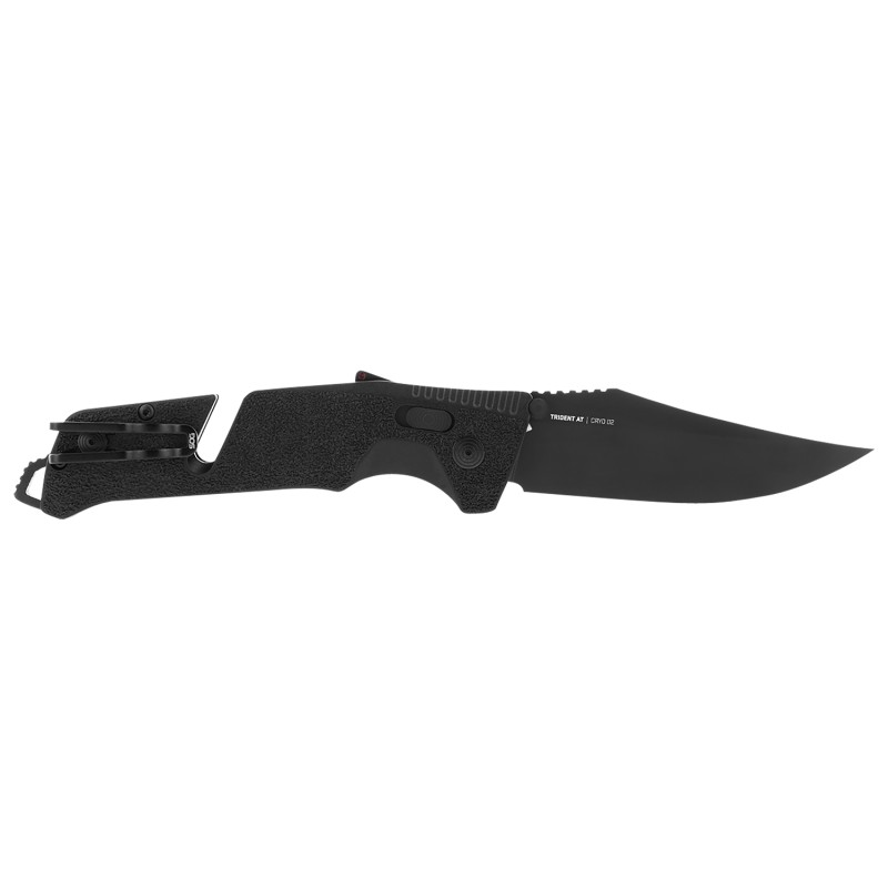 S.O.G SOG11120541 Trident AT 3.70 Folding Clip Point Plain Black TiNi Cryo D2 Steel BladeBlackout GRN Handle Features Line Cutte