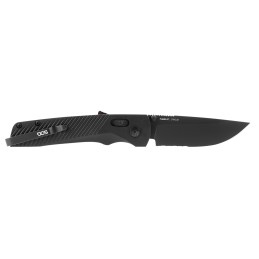 S.O.G SOG11180241 Flash AT 3.45 Folding Part Serrated Black TiNi Cryo D2 Steel BladeBlackout GRN Handle Includes Pocket Clip