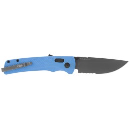 S.O.G SOG11180441 Flash AT 3.45 Folding Part Serrated TiNi Cryo D2 Steel Blade Civic Cyan GRN Handle Includes Pocket Clip