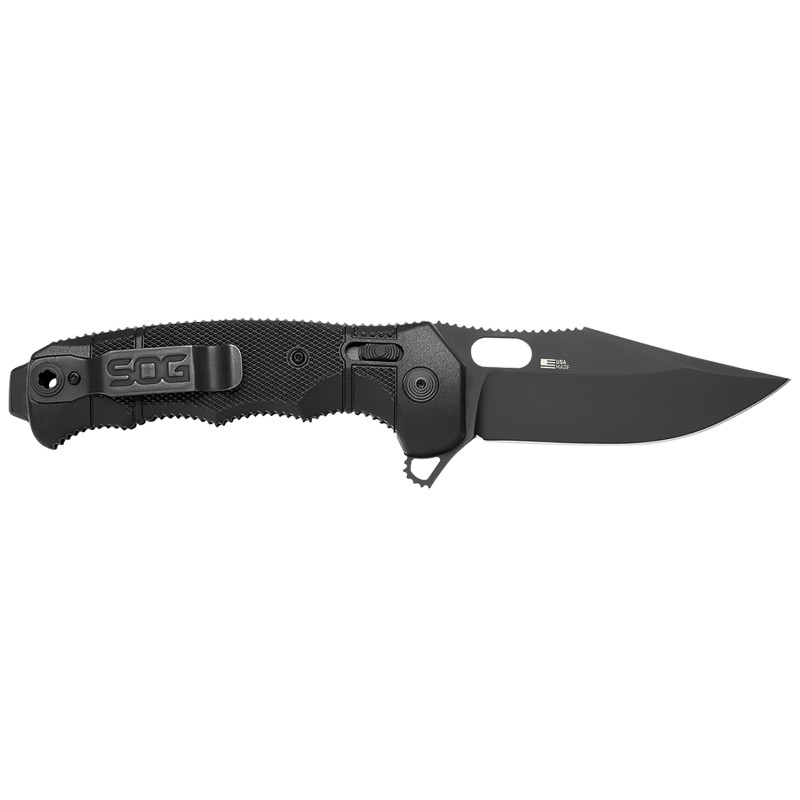 S.O.G SOG12210257 Seal XR 3.90 Folding Clip Point Plain Black Cerakote S35VN SS Blade BlackGRN Handle Includes Belt Clip