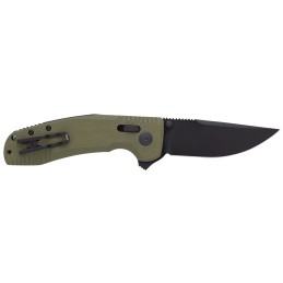 S.O.G SOG12380241 SOGTAC XR 3.39 Folding Clip Point Plain Black TiNi Cryo D2 Steel Blade OD Green G10 Handle Includes Pocket Cli