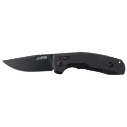 S.O.G SOG15380157 SOGTAC Auto 3.43 Folding Plain Black TiNi Cryo D2 Steel Blade Black MicroTextured Anodized Aluminum Handle Inc