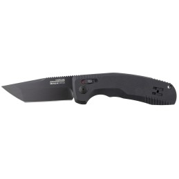 S.O.G SOG15380357 SOGTAC Auto 3.43 Folding Tanto Plain Black TiNi Cryo D2 Steel Blade Black MicroTextured Anodized Aluminum Hand