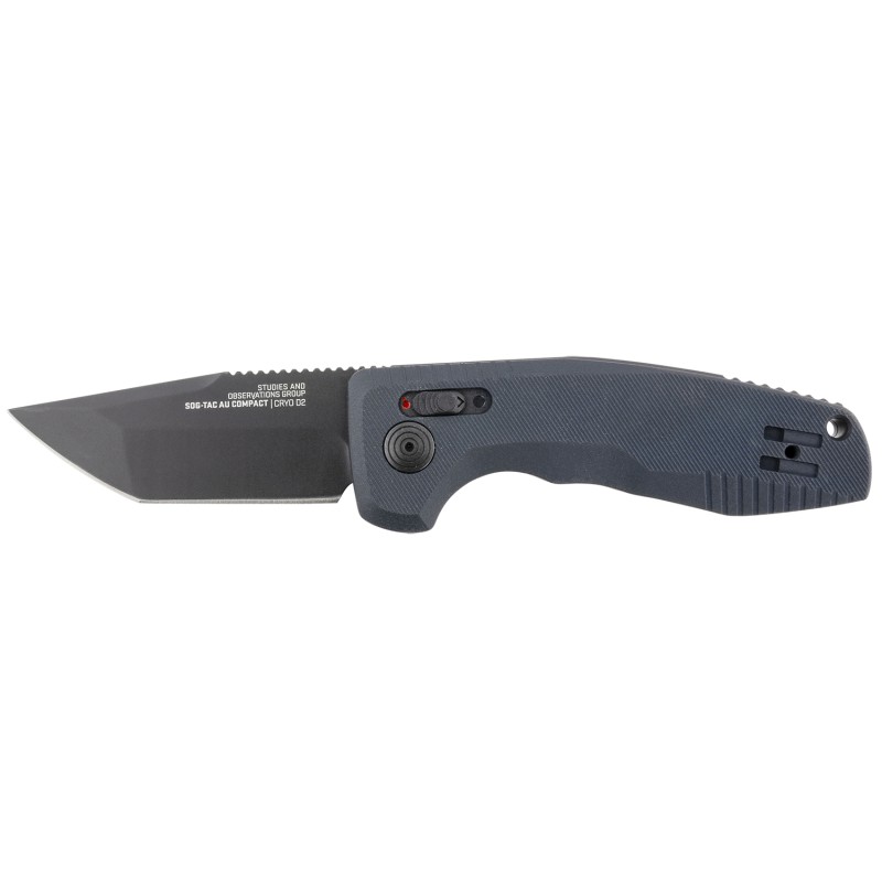 S.O.G SOG153809 SOGTAC Auto Compact 2.94 Folding Tanto Plain Black TiNi Cryo D2 Steel Blade Black MicroTextured Anodized Aluminu