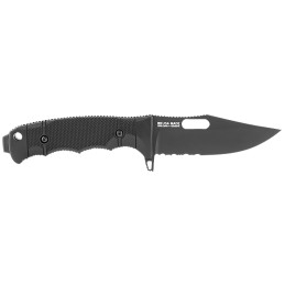 S.O.G SOG17210157 Seal FX 4.30 Fixed Clip Point Part Serrated Black Cerakote CPM S35VN SS BladeBlack GRNSS Handle Includes Sheat