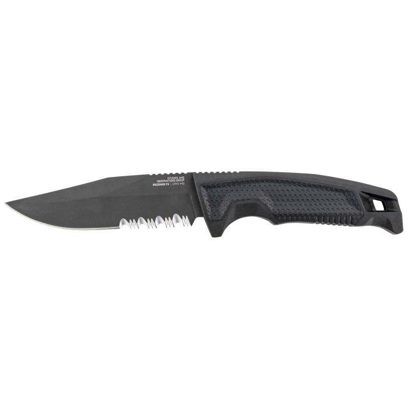 S.O.G SOG17220257 Recondo FX 4.60 Fixed Part Serrated Satin TiNi Full Tang Cryo 440C SS Blade Black Overmolded GRN Handle