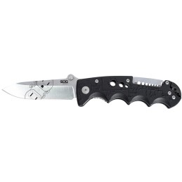 S.O.G SOGEL01CP Kilowatt  3.40 Folding Clip Point Plain Satin AUS8A SS Blade Black GRN Handle Includes Belt Clip