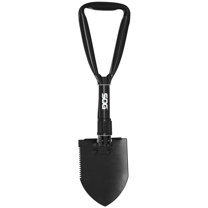 S.O.G SOGF08N Entrenching Tool  Folding Shovel PlainSerrated Blade Black Powder Coated High Carbon Steel Handle 18.25 Long Inclu