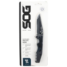 S.O.G SOGFF1101C Salute Mini 3.10 Folding Clip Point Plain Black Oxide 8Cr13MoV SS Blade Black G10 Handle Includes Pocket Clip