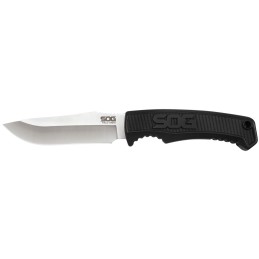 S.O.G SOGFK1001CP Field  4 Fixed Clip Point Plain Satin 7Cr17MoV SS Blade Black TPR Handle Includes Sheath