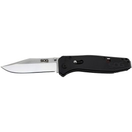 S.O.G SOGFLA1001CP Flare  3.50 Folding Plain Clip Point Satin PolishedBlack GRN Handle