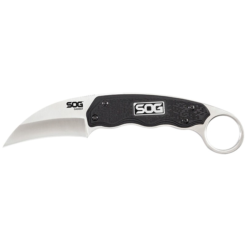 S.O.G SOGGB1001C Gambit  2.58 Fixed Sheepsfoot Plain Satin Polished 7Cr17MoV SS Blade Black GRN Handle Includes Sheath