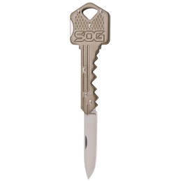 S.O.G SOGKEY102C Key  1.50 Folding Plain Drop Point Satin 5Cr13MoV SS Blade Brass Stainless Steel Handle