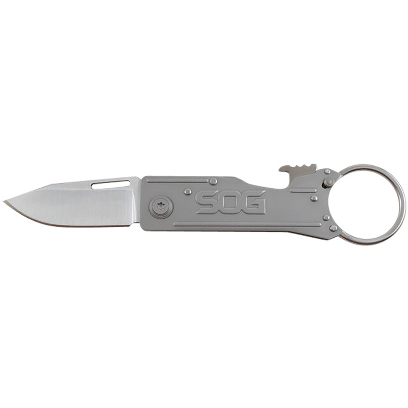 S.O.G SOGKT1001C KeyTron  1.80 Folding Plain Clip Point Grey 5Cr13MoV SS Blade Grey Stainless Steel Handle