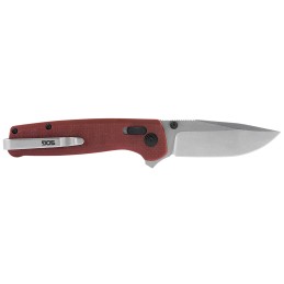 S.O.G SOGTM1023BX Terminus XR 2.95 Folding Clip Point Plain Stonewashed D2 Steel Blade Crimson Textured G10 Handle Features Box 