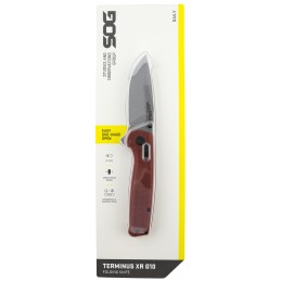 S.O.G SOGTM1023CP Terminus XR 2.95 Folding Clip Point Plain Stonewashed D2 Steel Blade Crimson Textured G10 Handle Includes Pock