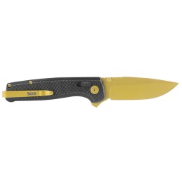 S.O.G SOGTM1033BX Terminus XR LTE 2.95 Folding Clip Point Plain Gold TiCN Cryo CPM S35VN Steel Blade Black G10Carbon Fiber Handl