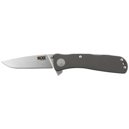 S.O.G SOGTWI8CP Twitch II 2.65 Folding Drop Point Plain Satin AUS8A SS Blade Gray Anodized Aluminum Handle Includes Belt Clip