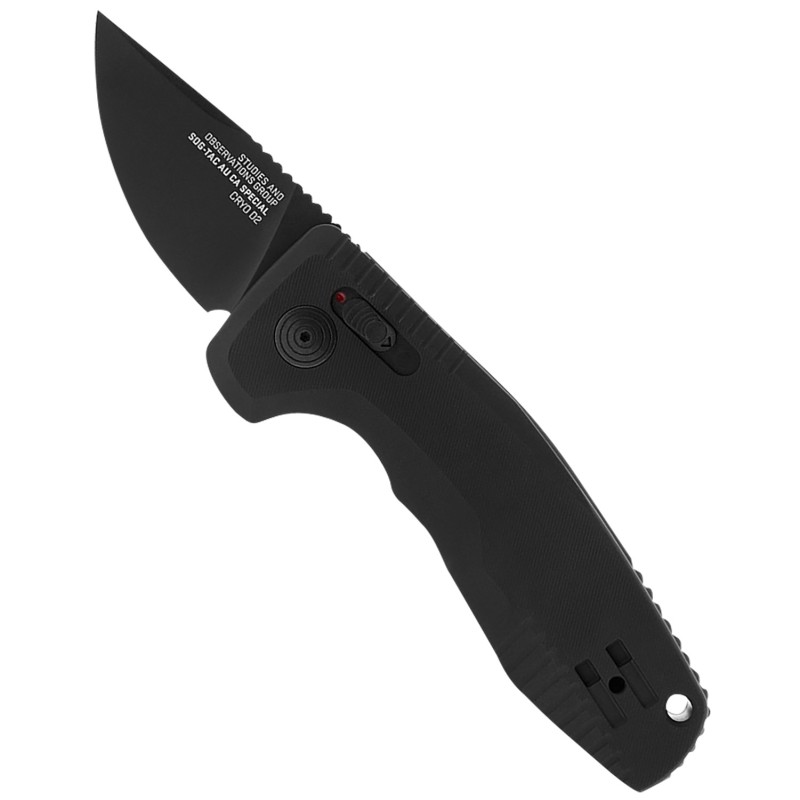 S.O.G SOG12250157 Prohen XR 3.35 Folding Drop Point Plain Black TiNi Cryo D2 Steel Blade Black Textured G10 Handle