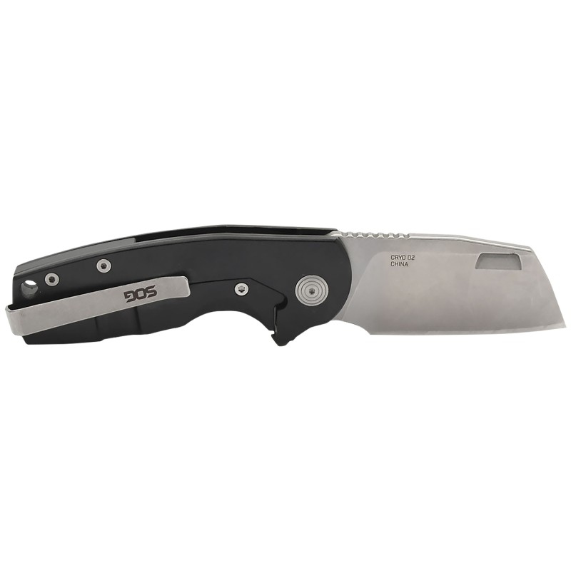 S.O.G SOG14031257 Stout FLK 2.40 Folding Cleaver Plain Satin D2 Steel Blade Black Textured G10SS Handle