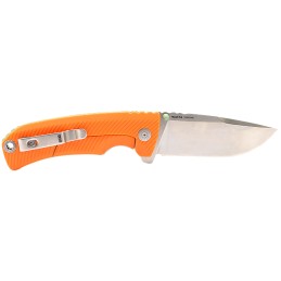 S.O.G SOG14060343 Tellus FLK 3.65 Folding Clip Point Plain Stonewashed Cryo 440C SS Blade Blaze Orange Textured GRN Handle Blist