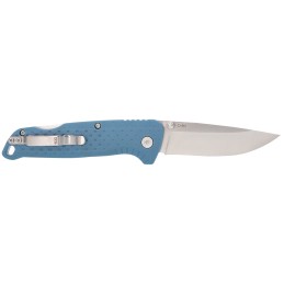 S.O.G SOG13110343 Adventure LB 3.50 Folding Drop Point Plain Satin 5Cr13MoV SS Blade Nordic Blue Textured GRN Handle