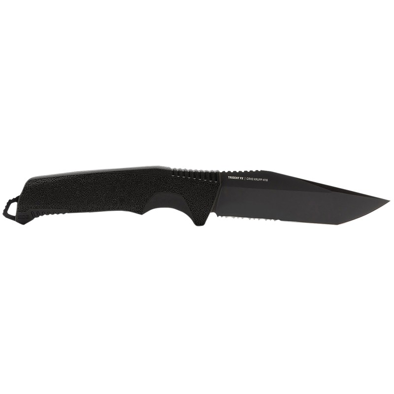 S.O.G SOG17120257 Trident FX 4.20 Fixed Tanto Part Serrated TiNi 1.4116 SS Blade Black Textured GRN Handle